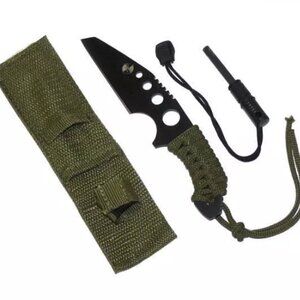 Cross Fire 7" Camping Knife with Full Flint Fire Starter TK10615-70 SURVIVAL KIT